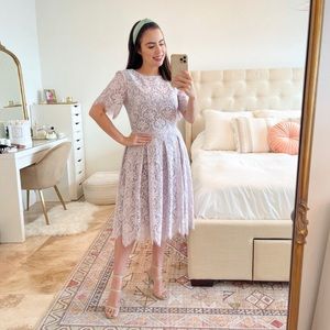 Lilac Lace Midi Dress